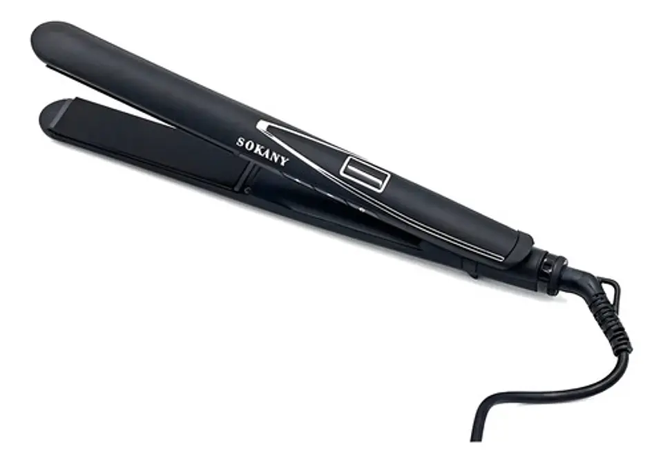 Plancha Alisadora Sokany Hs-807a Turmalina Cerámica Regulador Temperatura Negro 110v 1