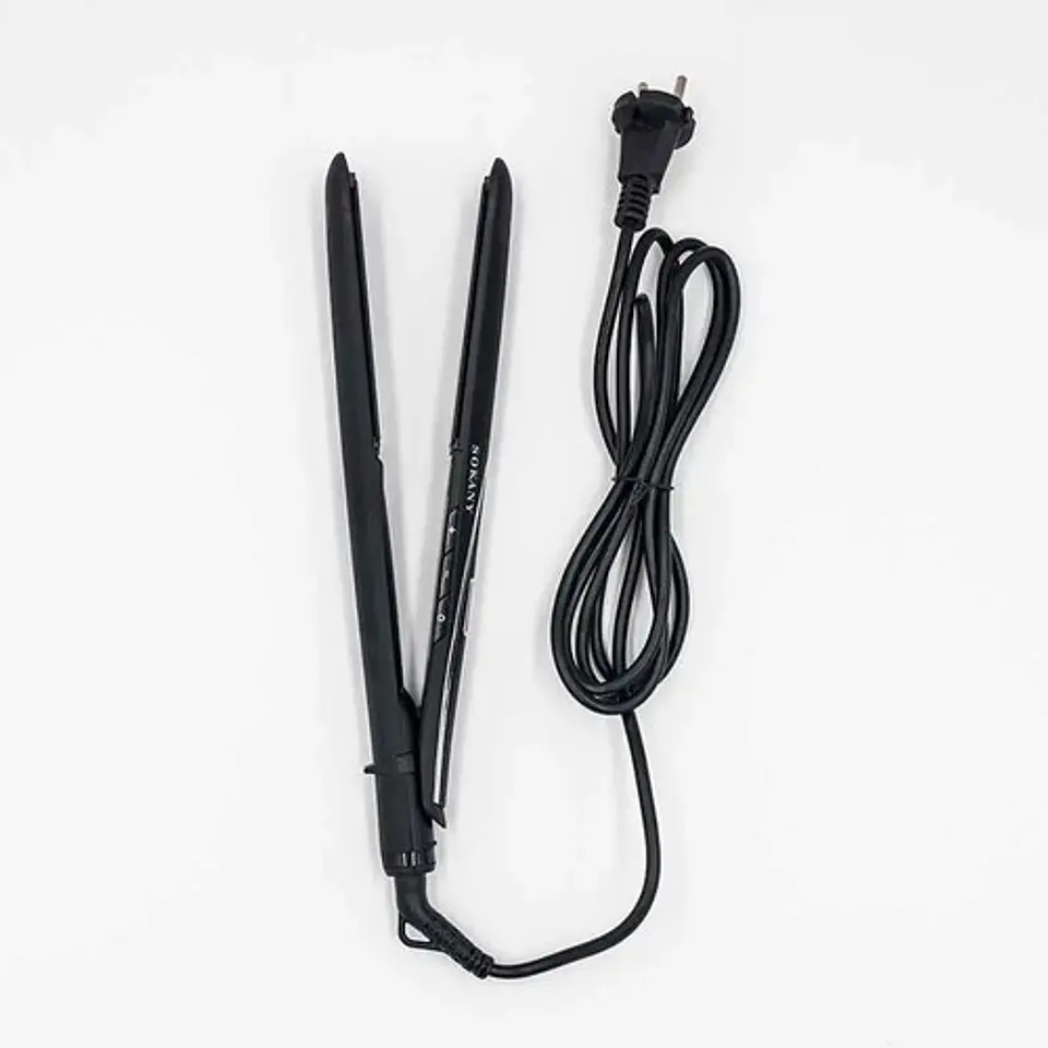 Plancha Alisadora Sokany Hs-807a Turmalina Cerámica Regulador Temperatura Negro 110v 5