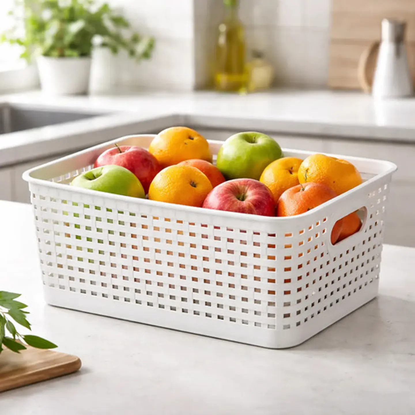 Cesta De Plástico Tejido Almacenamiento Organización 29cm  4