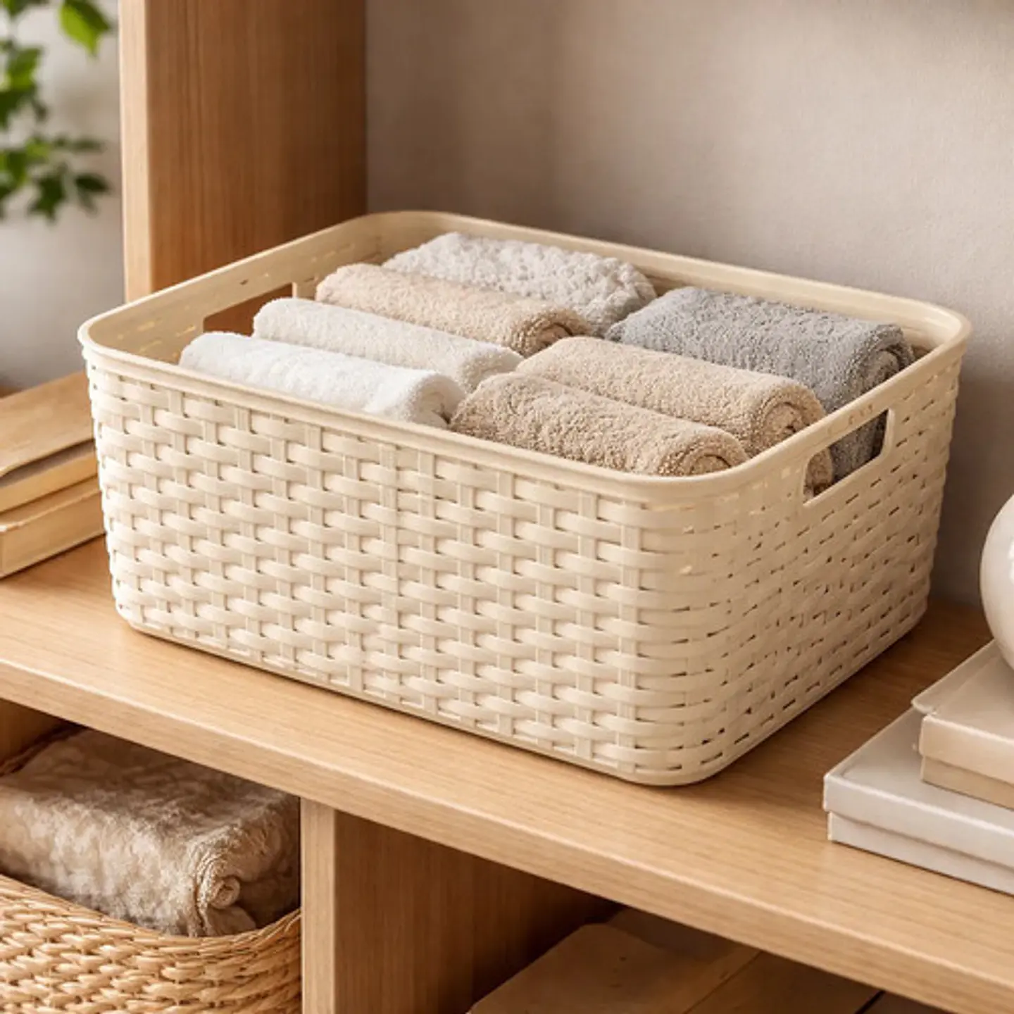 Cesta De Plástico Tejido Almacenamiento Organización 29cm  8