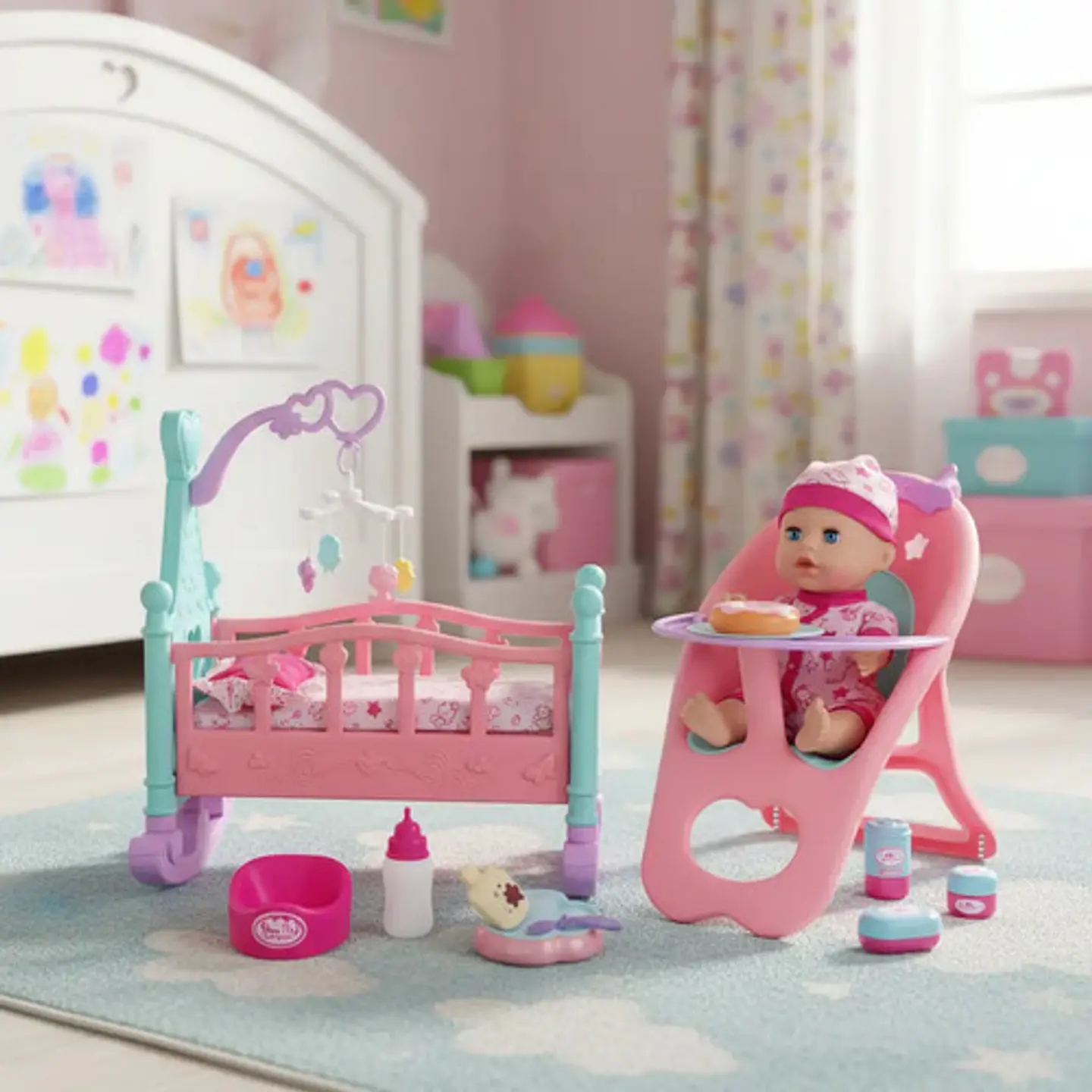 Set De Juego De Muñecas Lovely Playset Corral Con Bebé 8290 Rosa 1