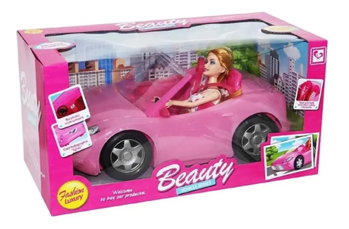 Coche Convertible Para Muñecas Beauty K877-30a En Rosa Chicle 2