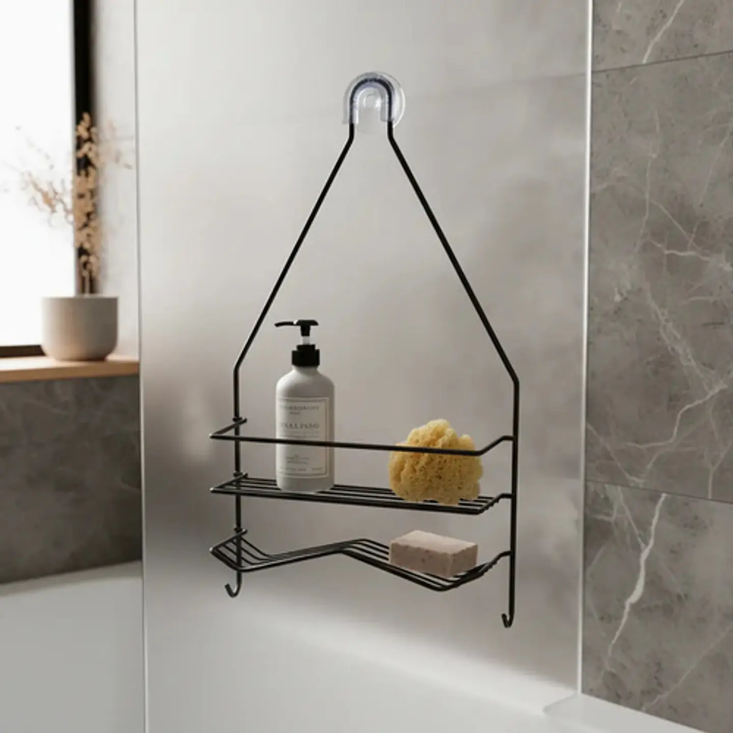 Canastilla Para Baño Organizador Ducha Metálico Cromado  1
