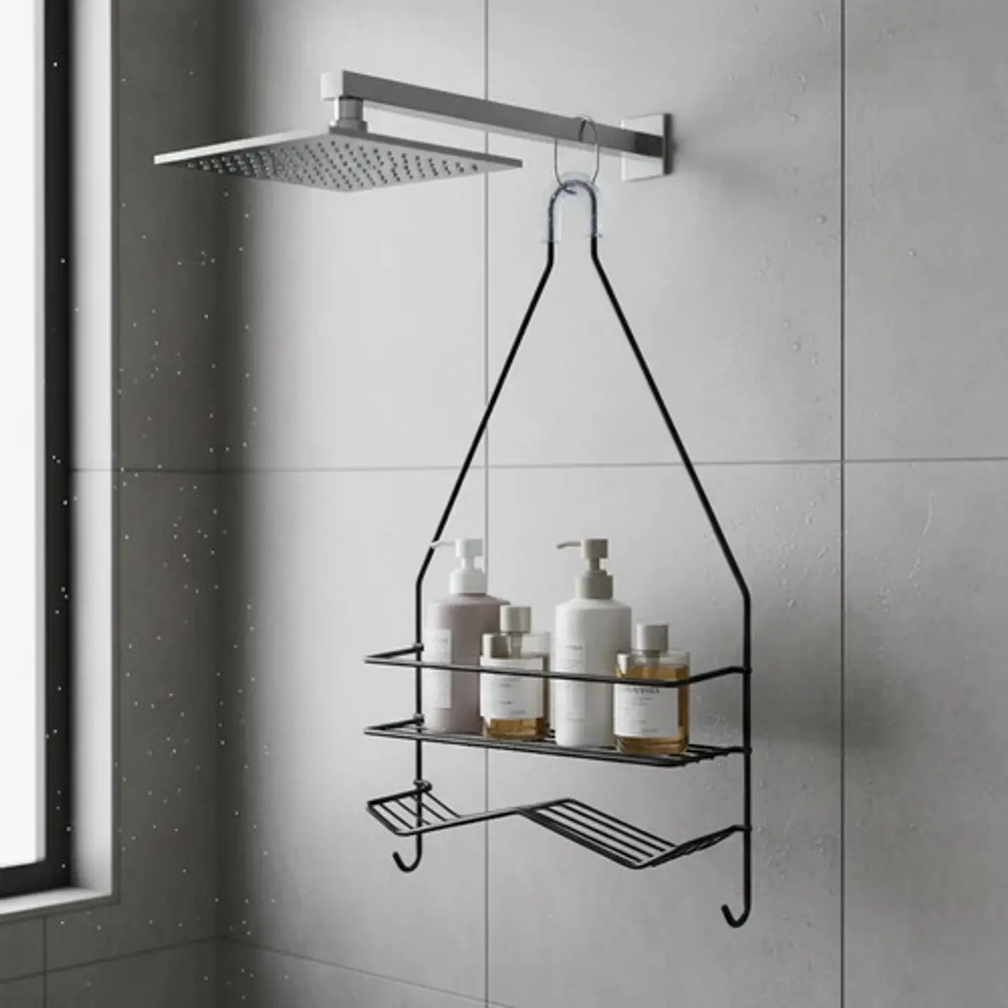 Canastilla Para Baño Organizador Ducha Metálico Cromado  2