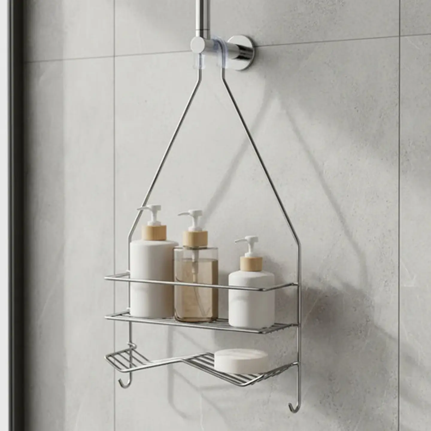 Canastilla Para Baño Organizador Ducha Metálico Cromado  3