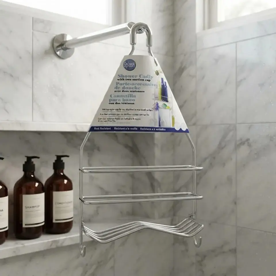 Canastilla Para Baño Organizador Ducha Metálico Cromado  9