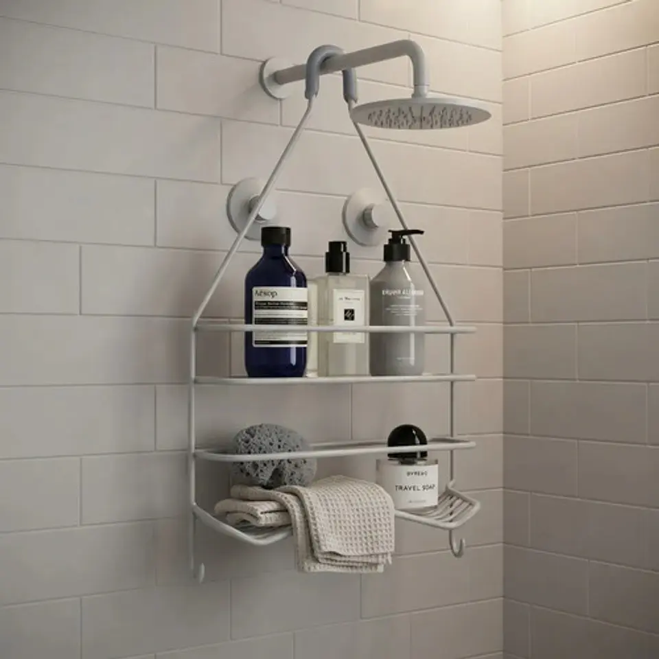 Canastilla Para Baño Organizador Ducha Metálico Cromado  12