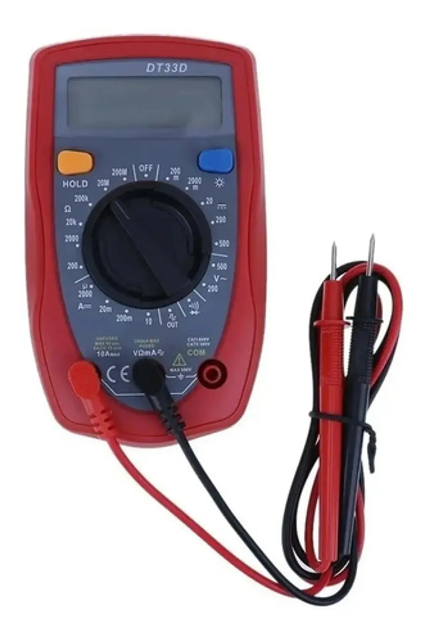 Multímetro Digital Dt33 Voltímetro Amperímetro Ohmímetro Batería 500v 10a 2