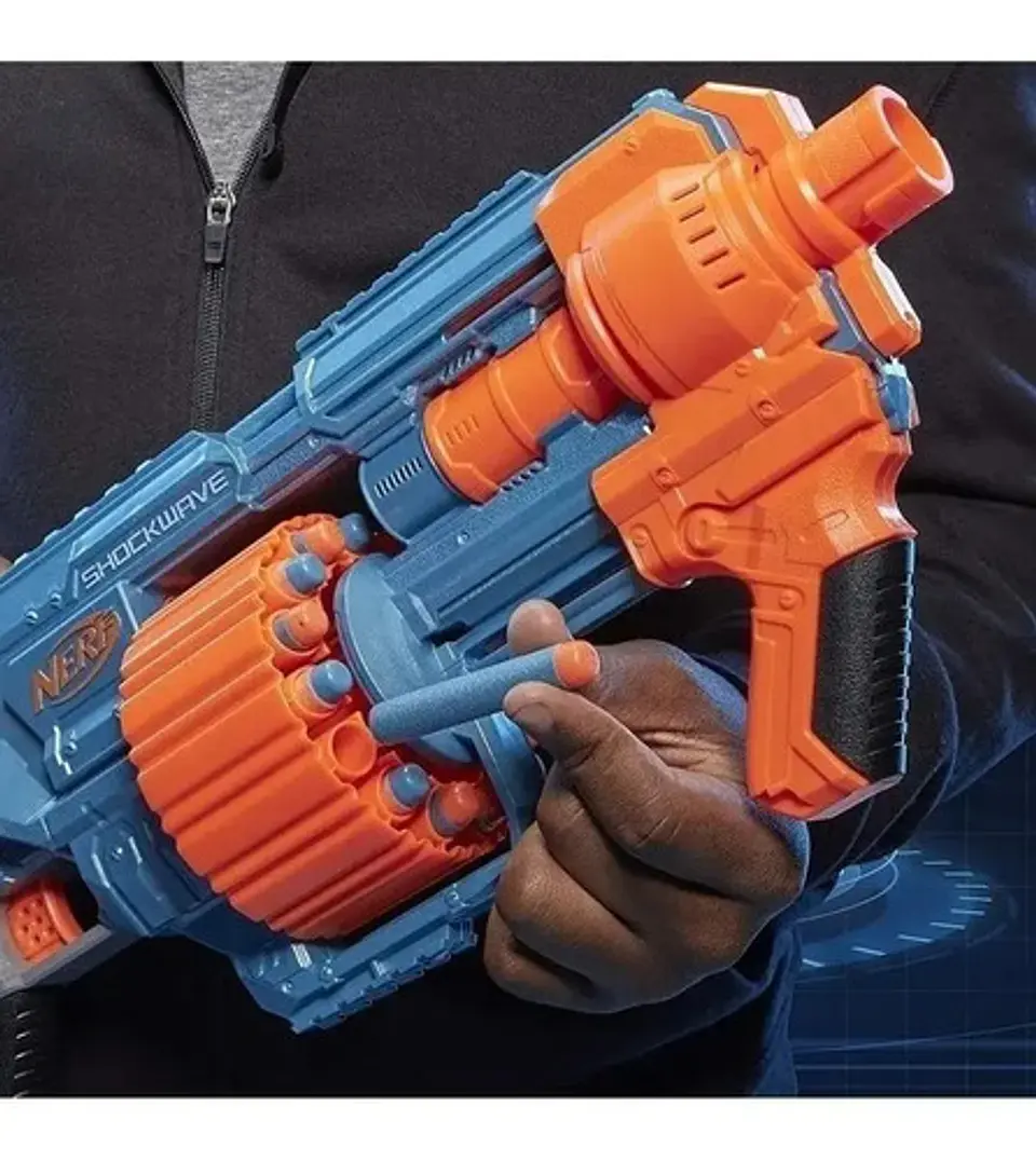 Nerf Lanzador Elite 2.0 Shockwave Rd-15 - Con 30 Dardos Color Azul Acero 3