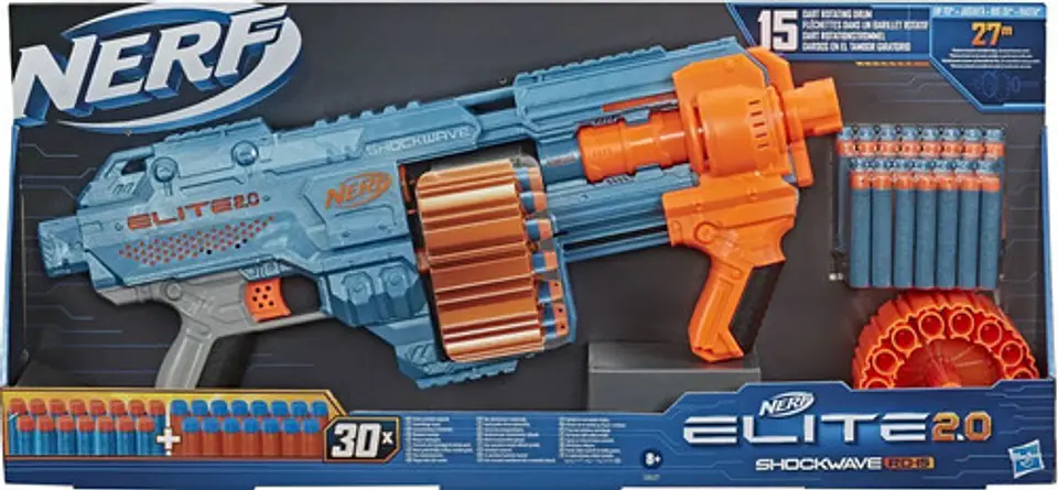 Nerf Lanzador Elite 2.0 Shockwave Rd-15 - Con 30 Dardos Color Azul Acero 5