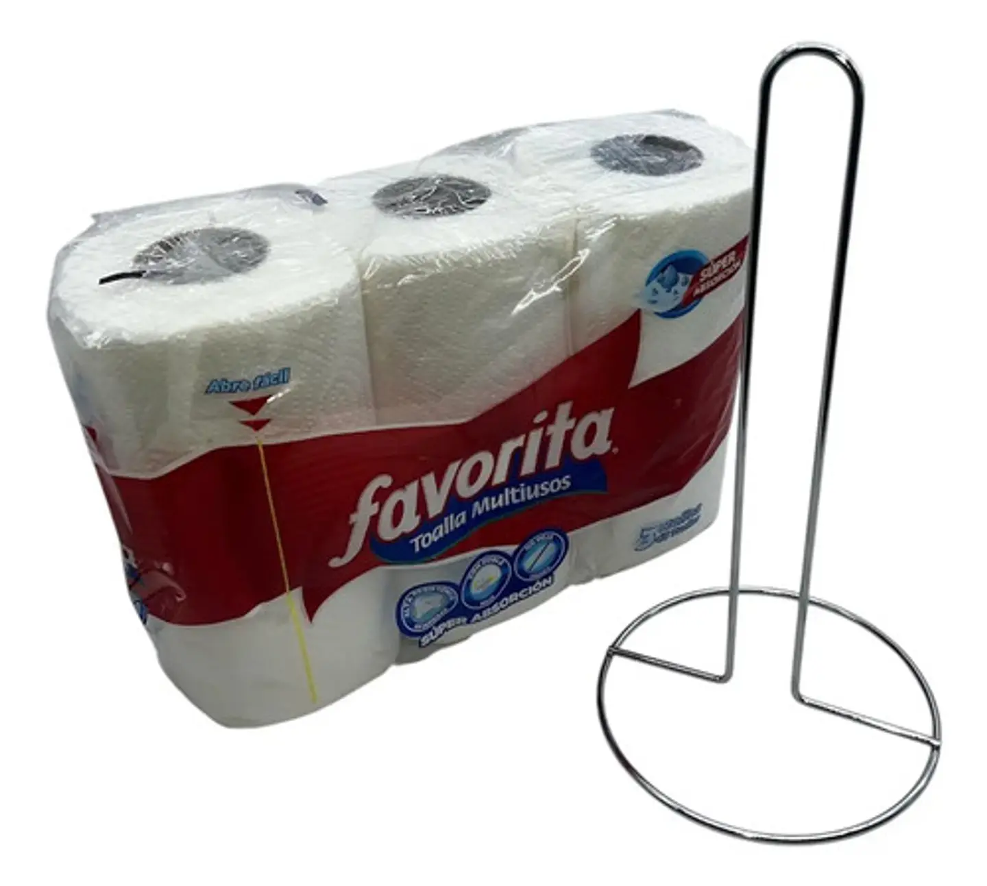 Soporte Organizador Scrubber Cleanz 3 Rollos Metal Plateado 30cm 32cm 3