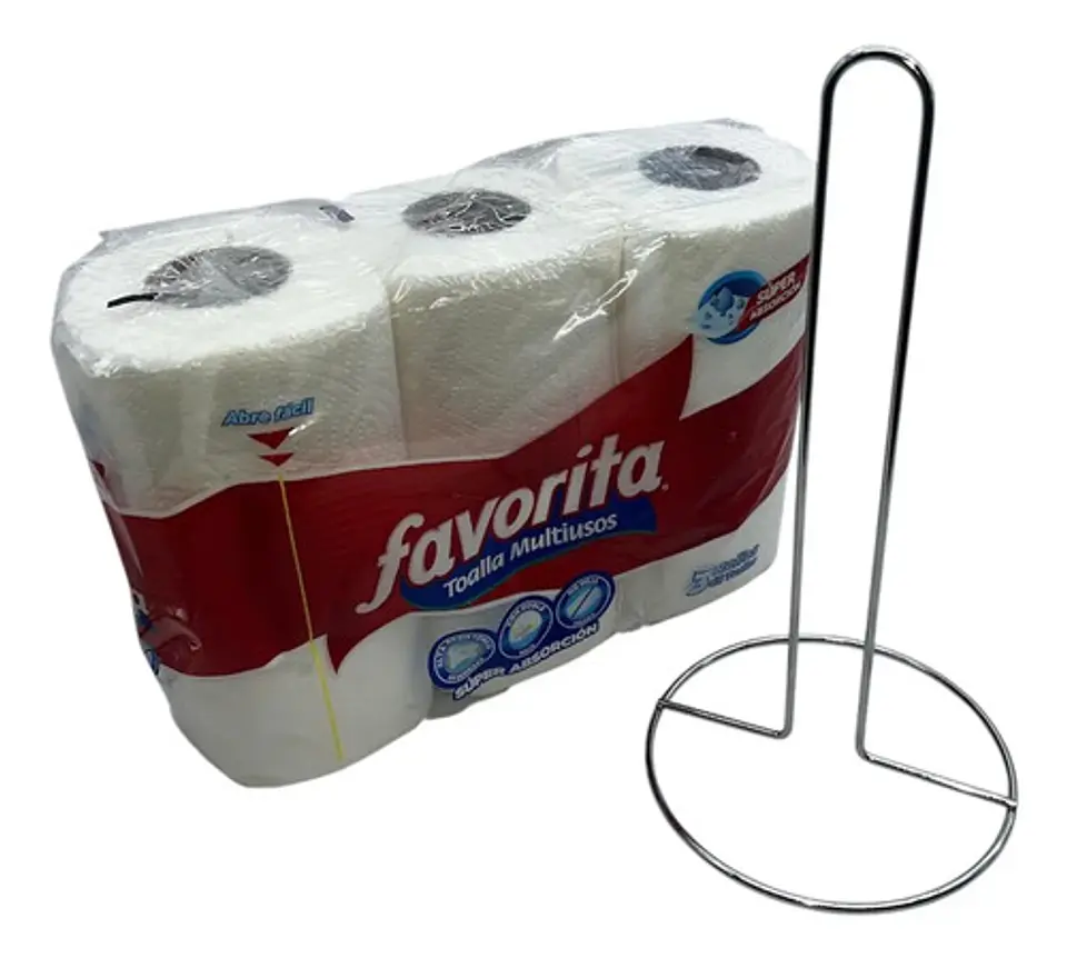 Soporte Organizador Scrubber Cleanz 3 Rollos Metal Plateado 30cm 32cm 3