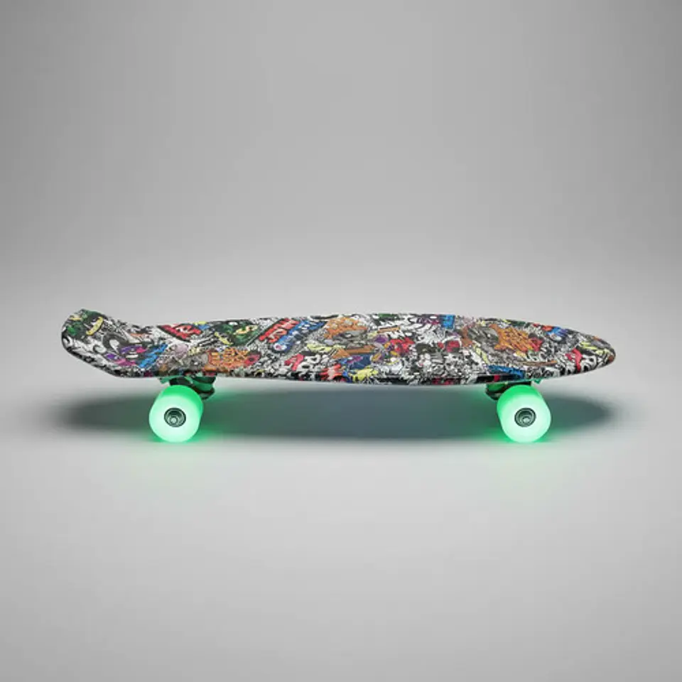 Patineta Penny Estampada 65cm Con Agarre Niños Skate Luces  7