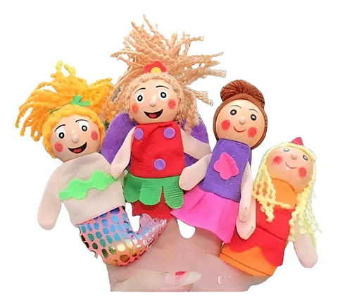 Títere Dedos X4 Marioneta Hadas Fantasía Madera Sz-094