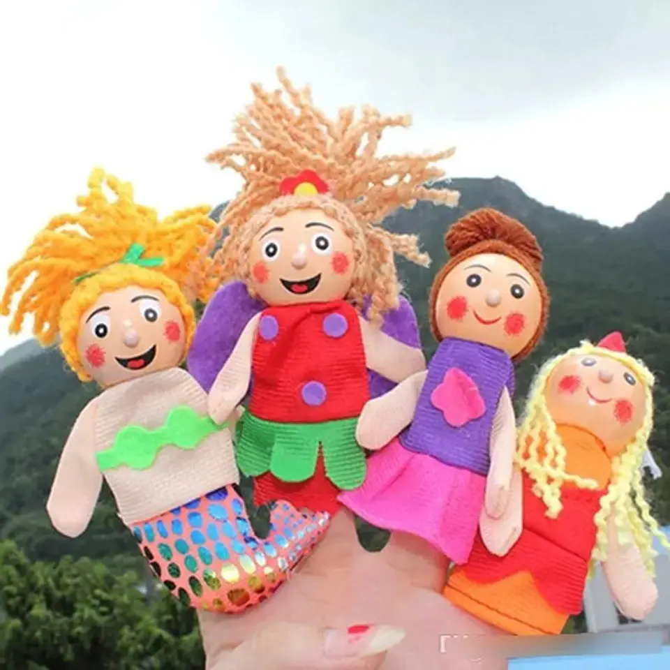 Títere Dedos X4 Marioneta Hadas Fantasía Madera Sz-094 2