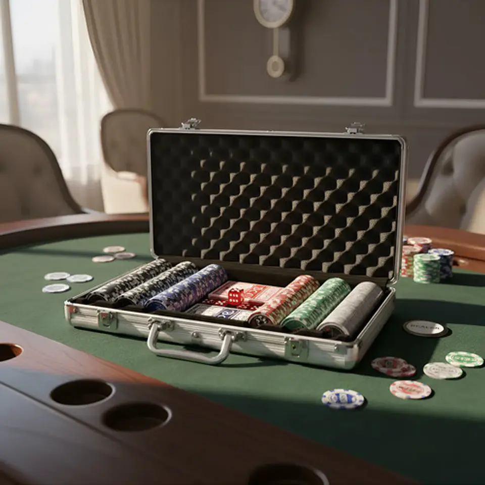 Poker Lujo Maletín Casino 300 Fichas Numerada Holografica  1