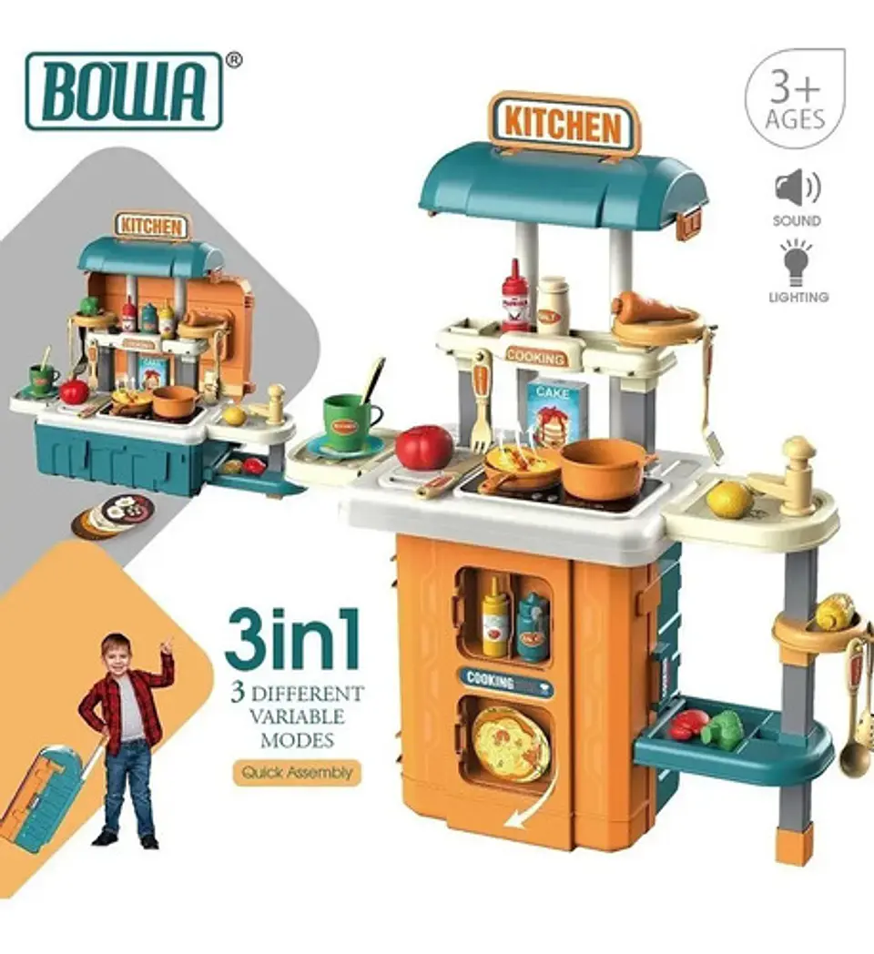 Maletín Estufa 3en1 Cocina Niñas 71cm Agua Kitchen Portable 4