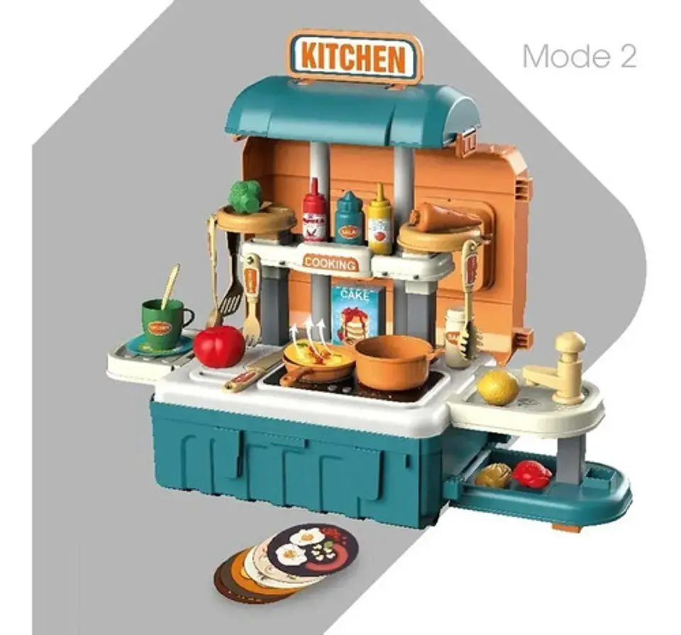 Maletín Estufa 3en1 Cocina Niñas 71cm Agua Kitchen Portable 8
