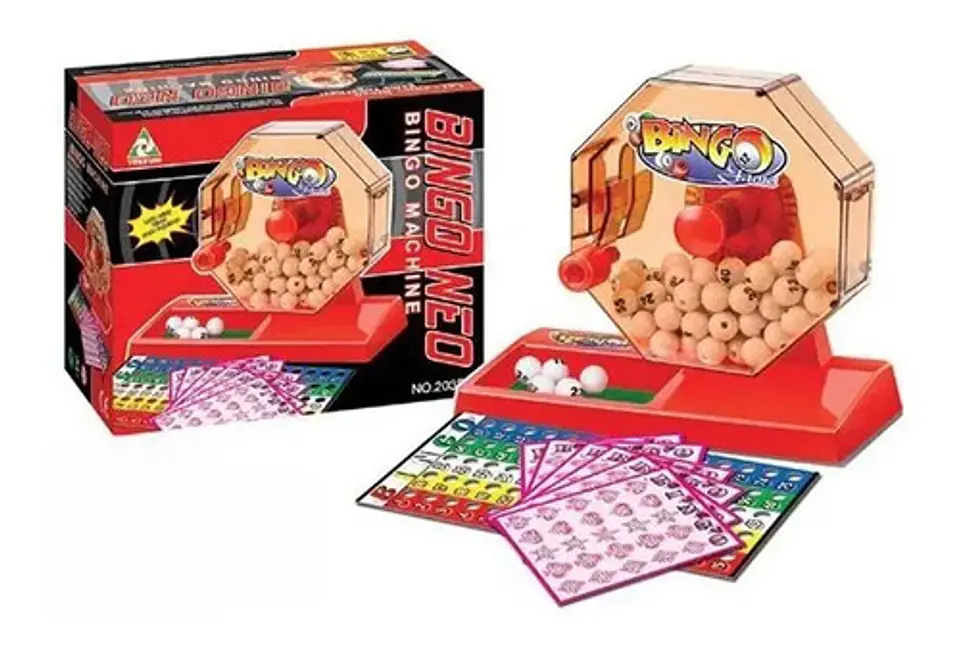 Juego Bingo Neo Balotera Compacto 75 Números 6 Cartones Marca Bingo Neo 1