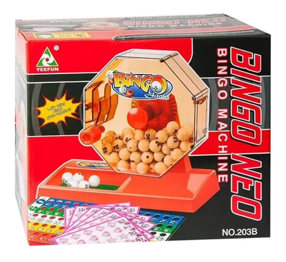 Juego Bingo Neo Balotera Compacto 75 Números 6 Cartones Marca Bingo Neo 2
