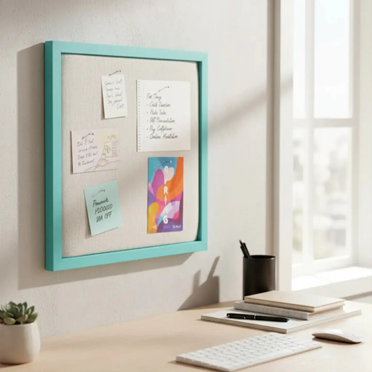 Tablero De Notas De Tela Enmarcado En Madera, De Home&deco 7