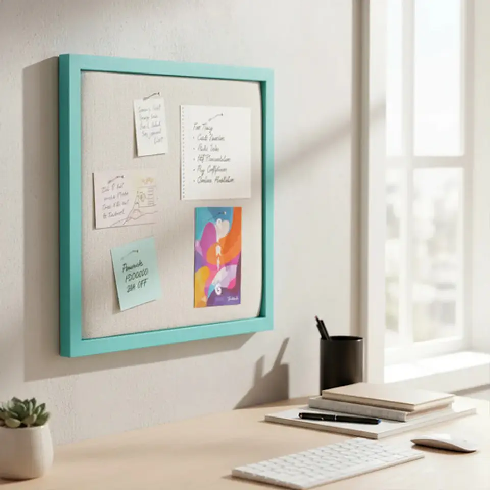 Tablero De Notas De Tela Enmarcado En Madera, De Home&deco 7