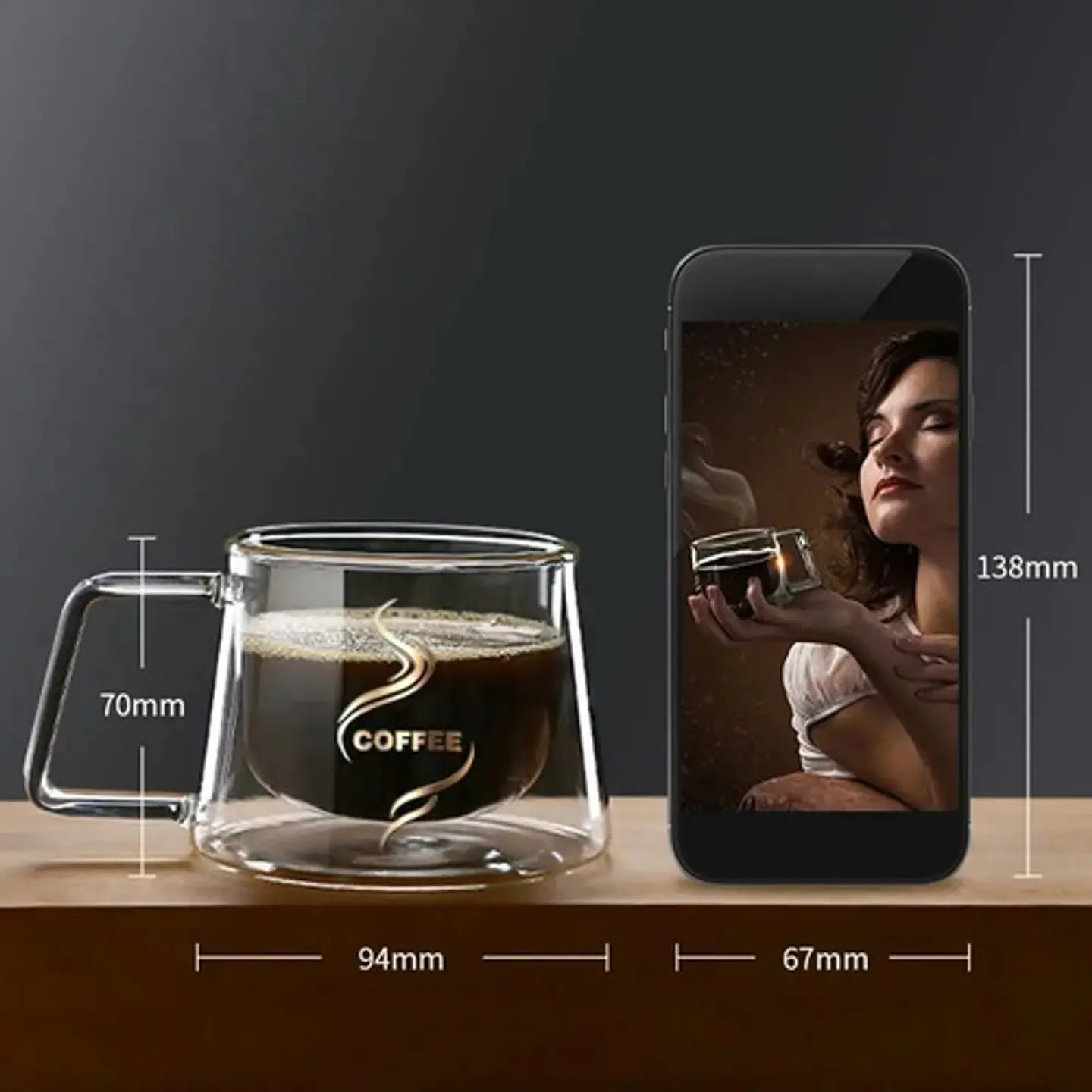 4 Tazas Café Doble Pared Borosilicato 200 Ml Pocillo Termi 4