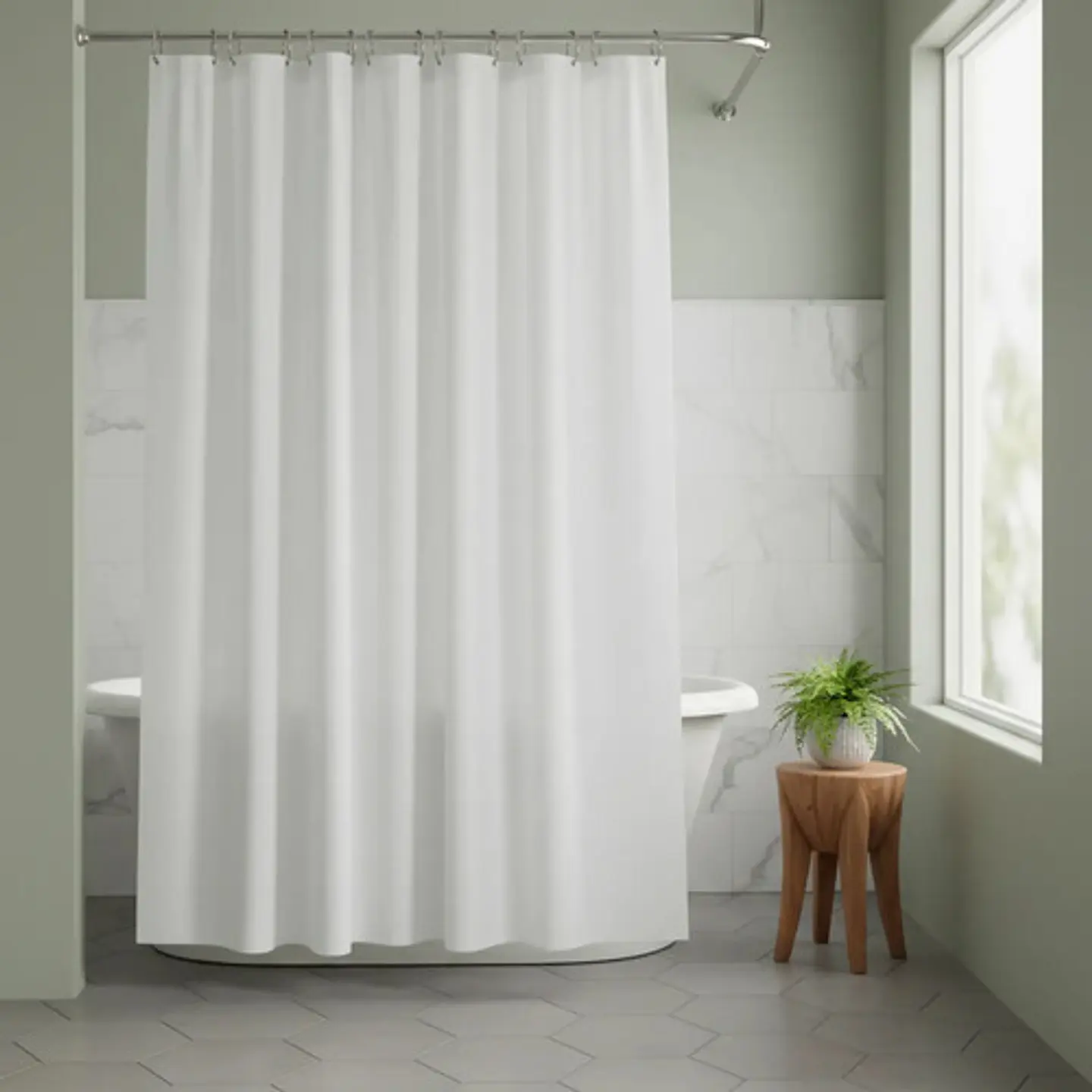 Cortina Para Ducha Baño Con Ganchos Que Combinan 32-3055972 3