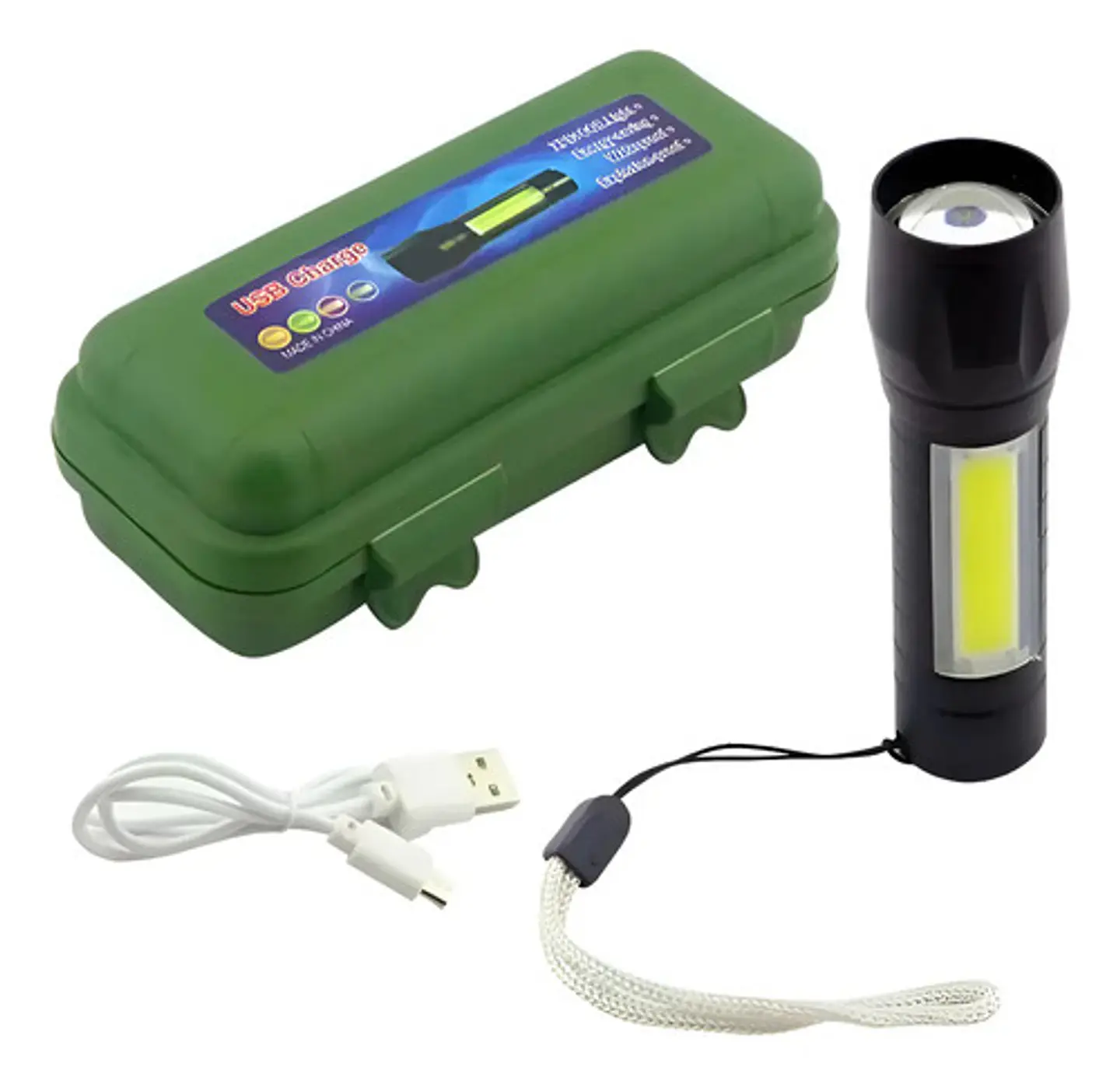 Linterna Táctica Mcktyos Recargable Led Zoom Usb 3 Modos Aluminio Negro 1