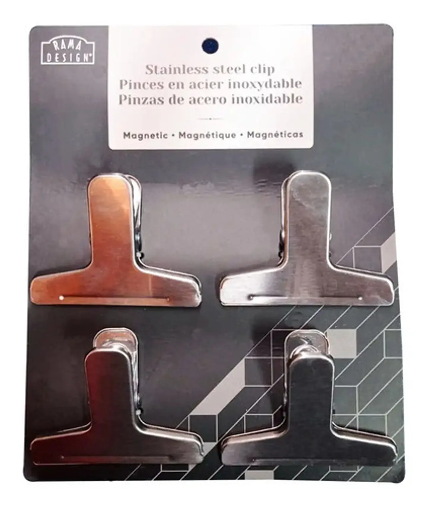 Ganchos X4 Magnéticos Acero Inoxidable Pinzas 3093847 Color Plateado 3