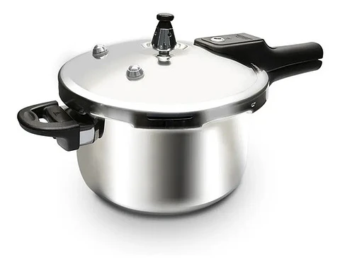 Olla A Presión 5.6l Acero Inoxidable Home Elements Compatible Gas Eléctrica Plateado