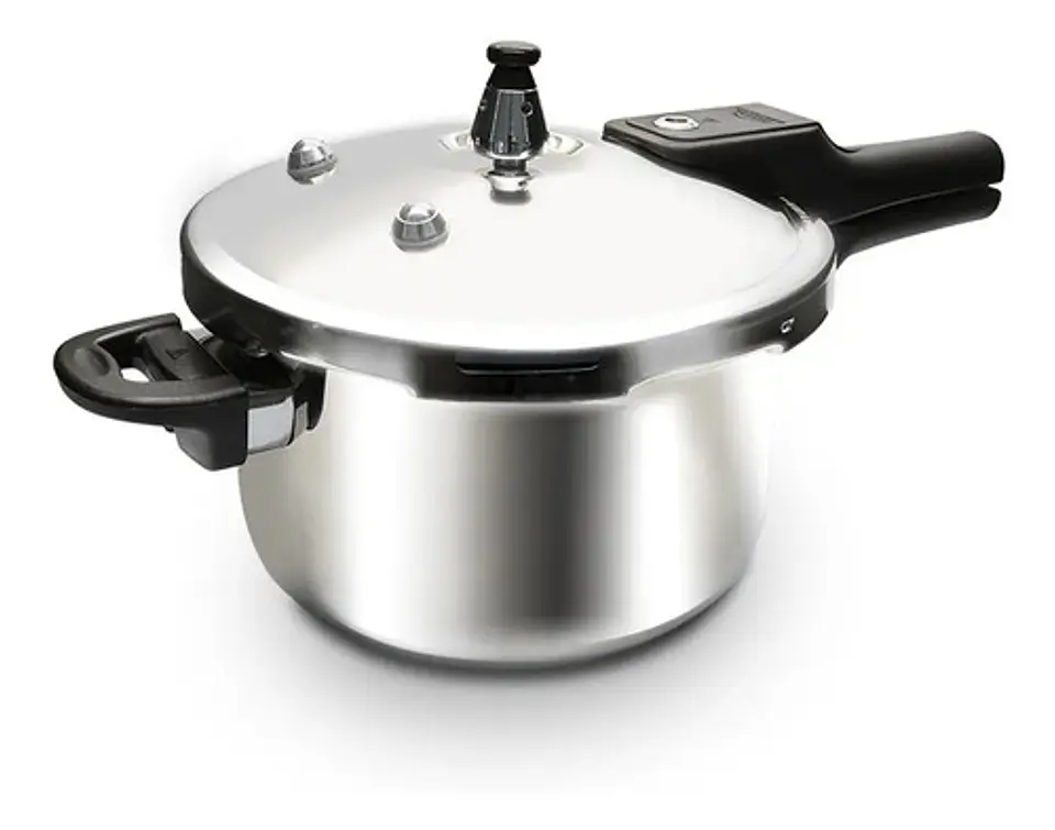 Olla A Presión 5.6l Acero Inoxidable Home Elements Compatible Gas Eléctrica Plateado 1