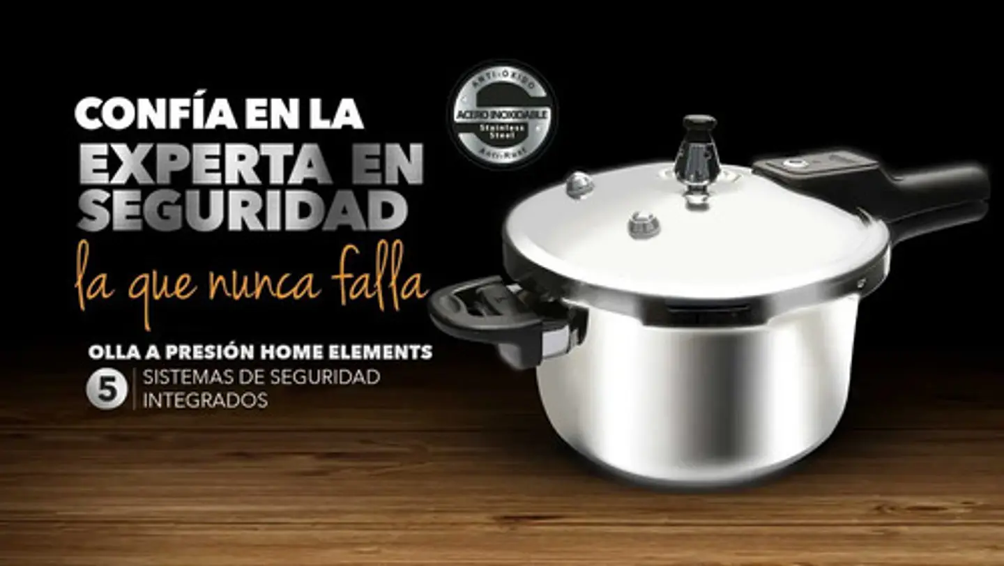 Olla A Presión 5.6l Acero Inoxidable Home Elements Compatible Gas Eléctrica Plateado 4