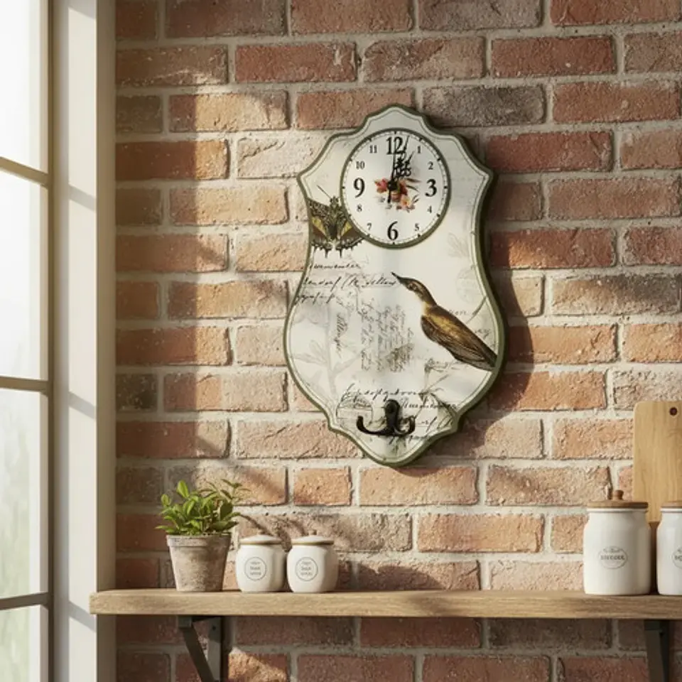 Reloj Pared Cocina Madera Análogo Decoración Hogar 2025 3