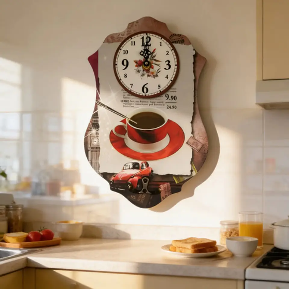 Reloj Pared Cocina Madera Análogo Decoración Hogar 2025 11