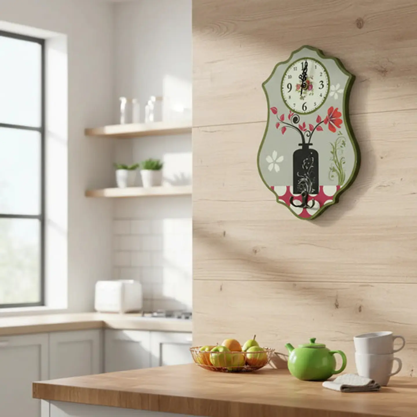 Reloj Pared Cocina Madera Análogo Decoración Hogar 2025 14