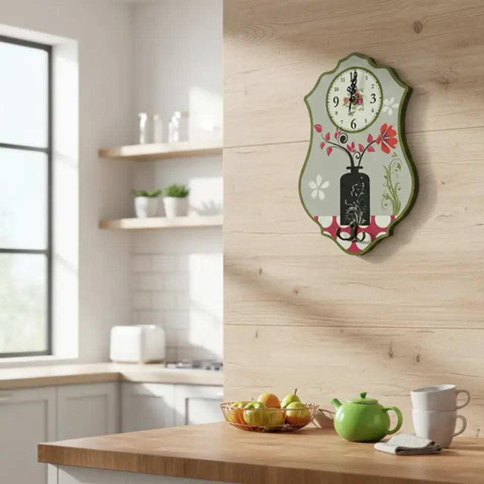 Reloj Pared Cocina Madera Análogo Decoración Hogar 2025 14
