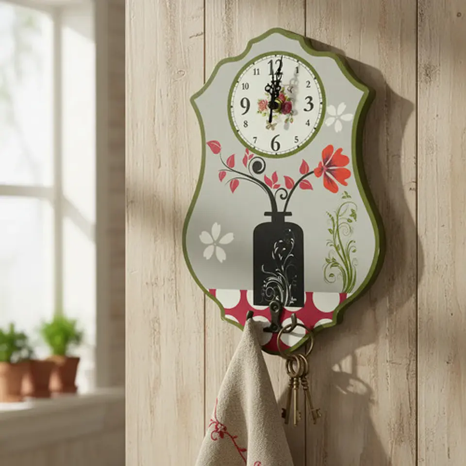 Reloj Pared Cocina Madera Análogo Decoración Hogar 2025 15