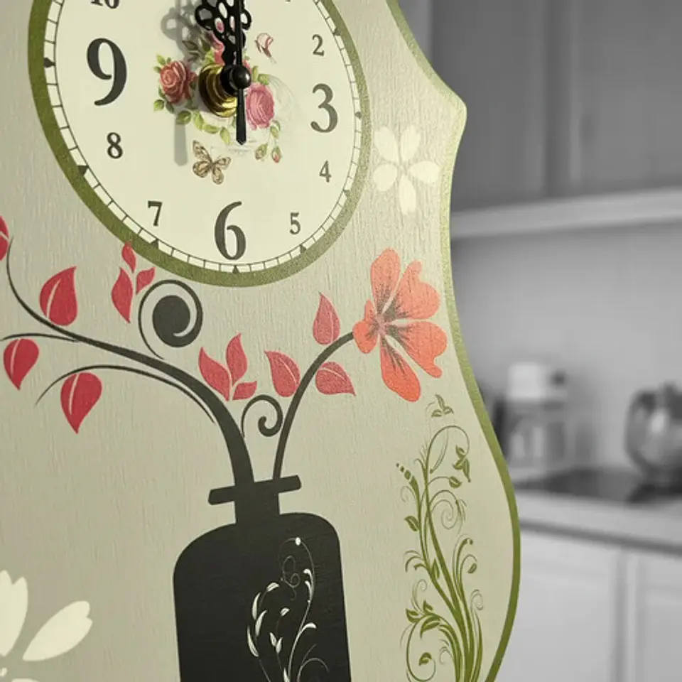 Reloj Pared Cocina Madera Análogo Decoración Hogar 2025 17