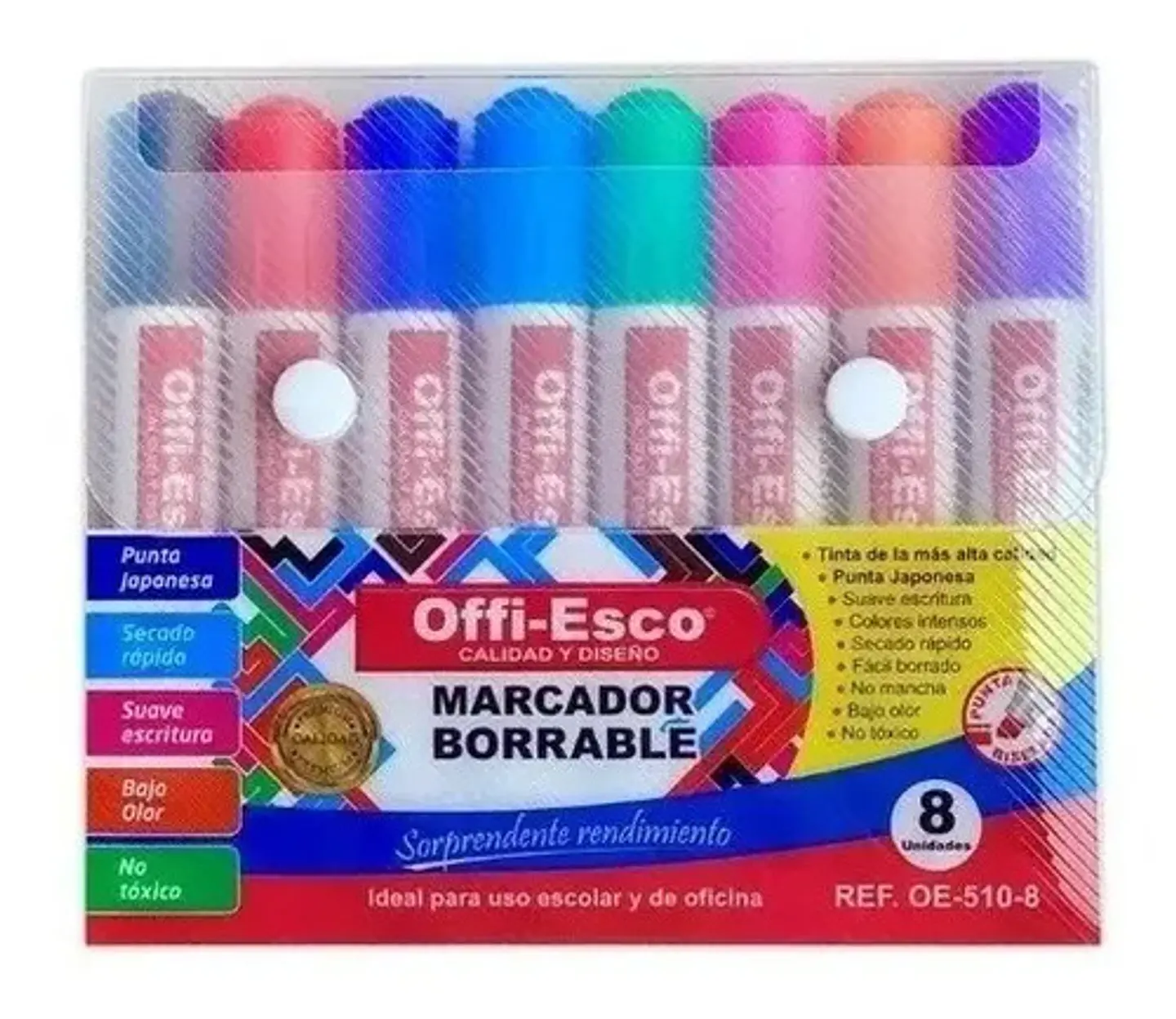 Kit De Marcadores Borrables X8 Oficina Escolar Colores 510-8 1