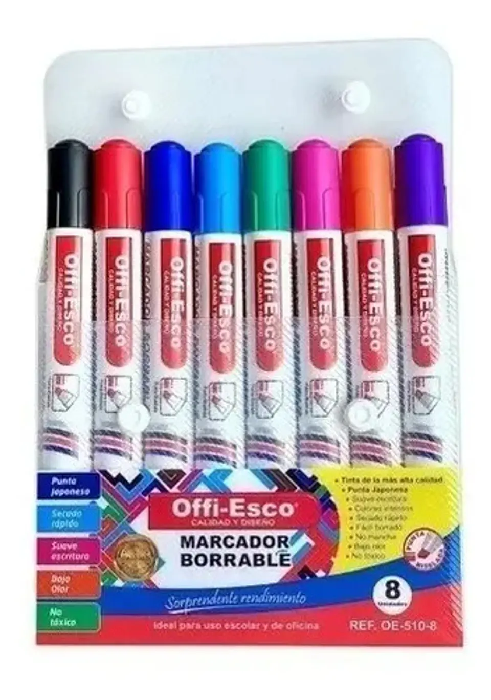 Kit De Marcadores Borrables X8 Oficina Escolar Colores 510-8 2