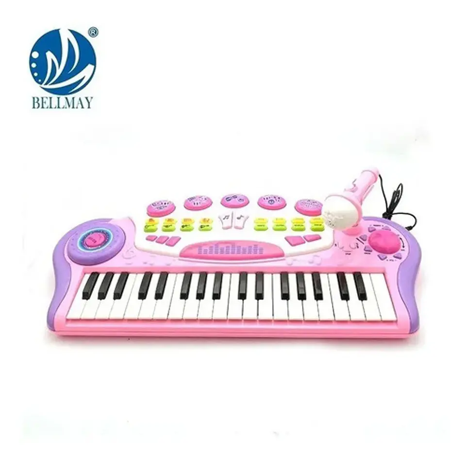 Organeta Piano Luz Micrófono Juguete Niños 37 Teclas Bo-35 3