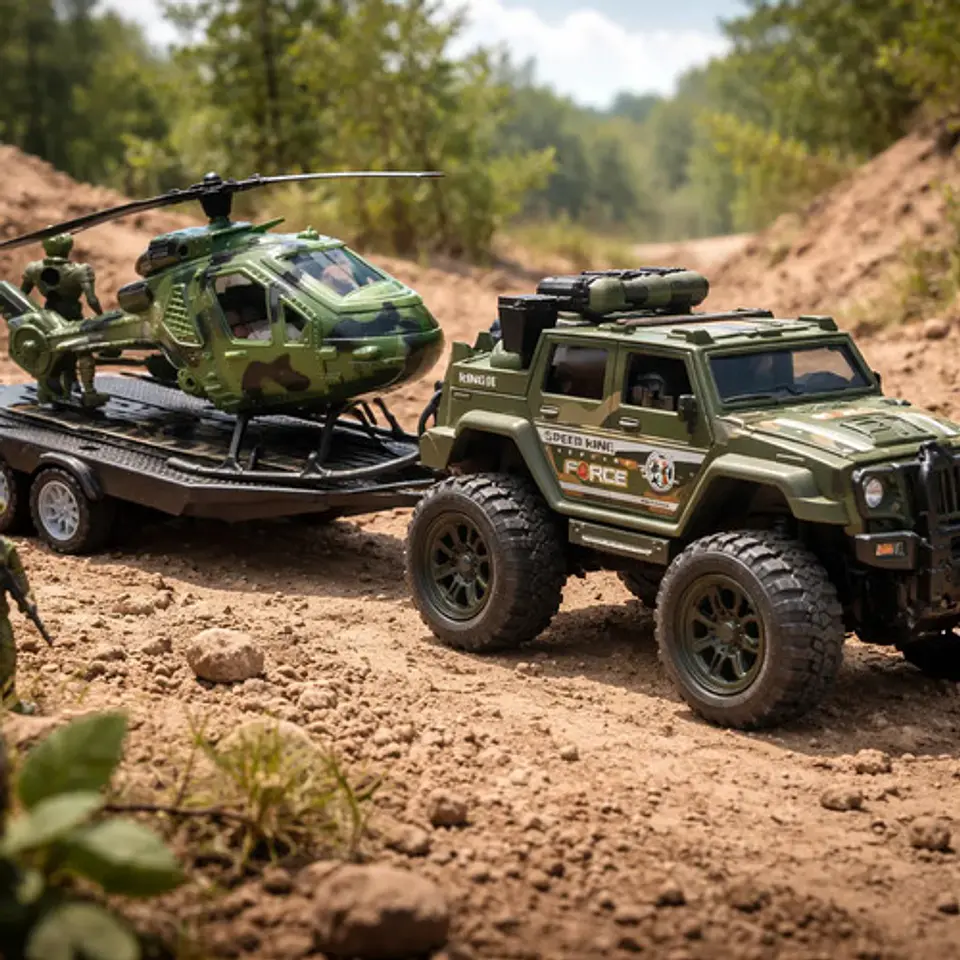 Carro Jeep Militar Remolque Helicóptero Soldado Ref. 364d-6 6