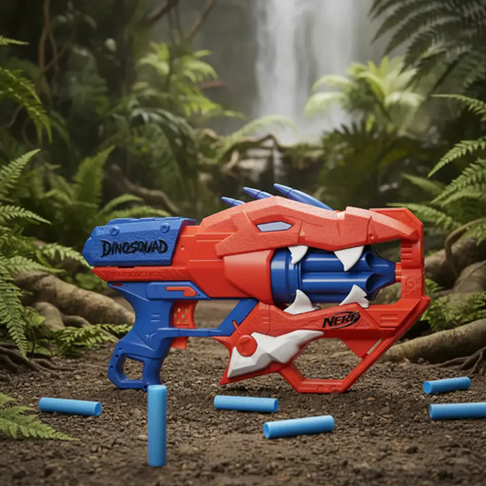 Lanzador Nerf Dinosquad Raptor Slash 6 Dardos Rojo 6