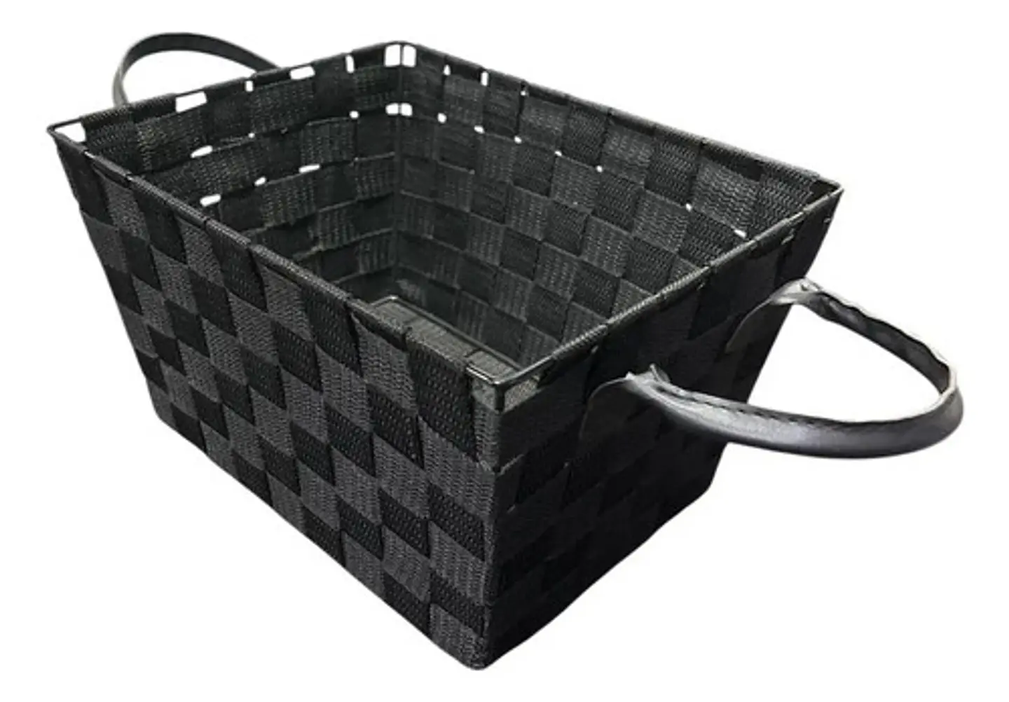 Canasta Multiusos Rectangular De Tela Negra Con Manijas Negro 1