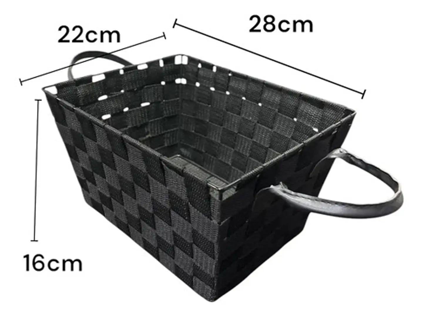 Canasta Multiusos Rectangular De Tela Negra Con Manijas Negro 2