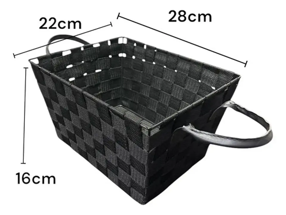 Canasta Multiusos Rectangular De Tela Negra Con Manijas Negro 2