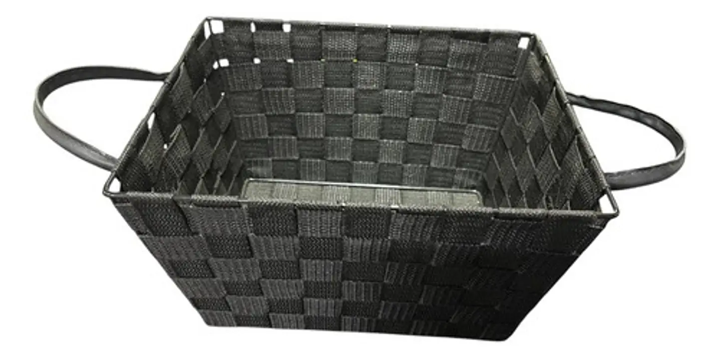 Canasta Multiusos Rectangular De Tela Negra Con Manijas Negro 3