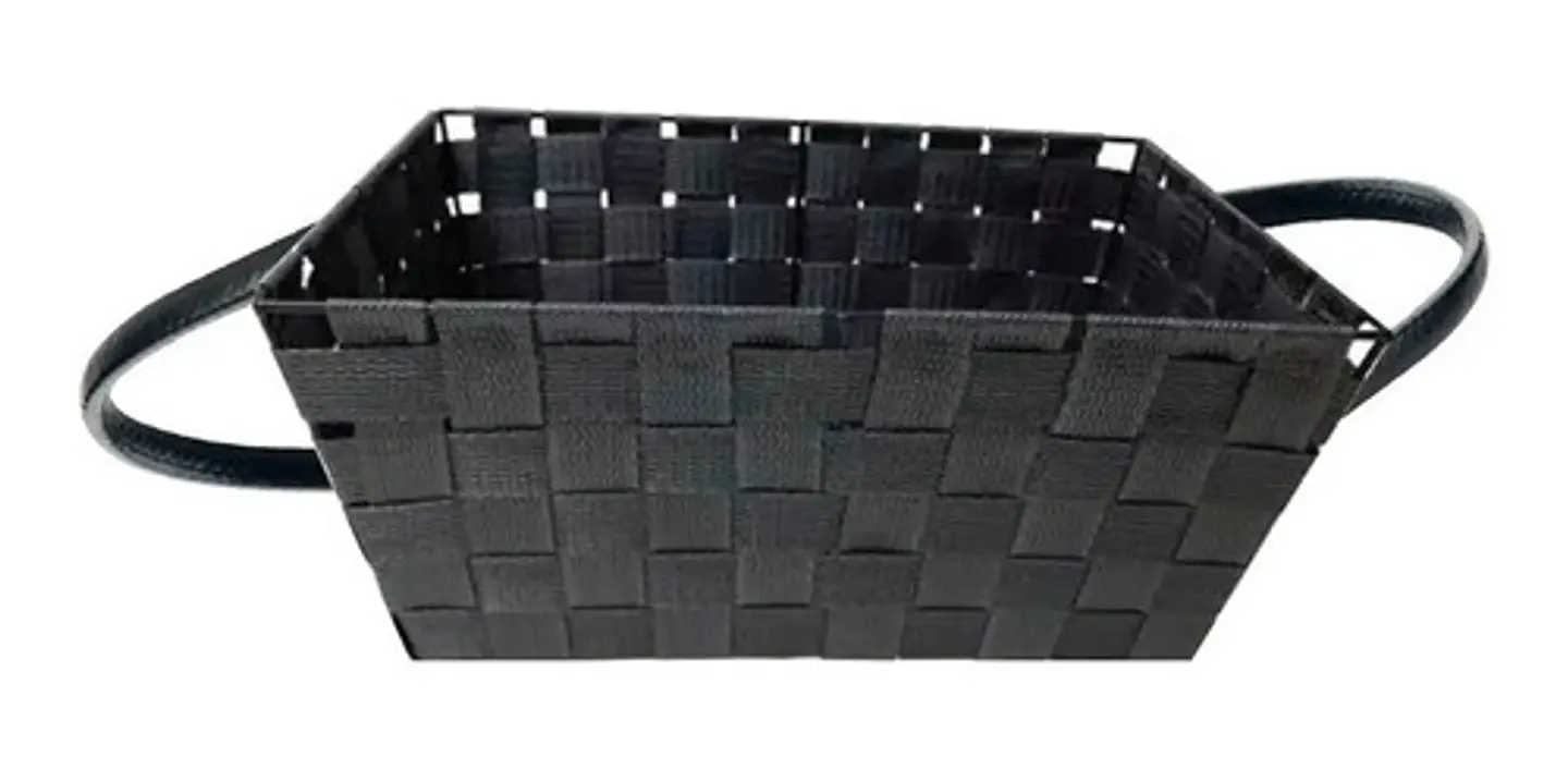 Canasta Multiusos Rectangular De Tela Negra Con Manijas Negro 4