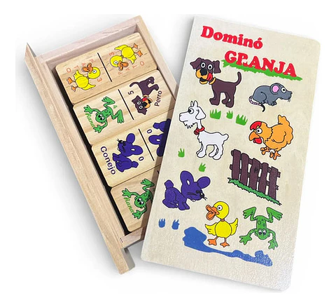 Domino Infantil Madera Granja Juegos En Familia